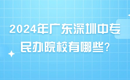 2024年广东深圳中专民办院校有哪些?