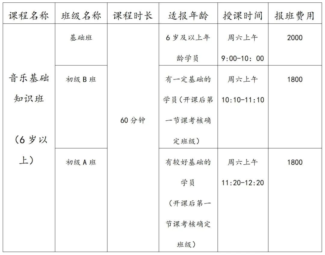 音乐基础知识班